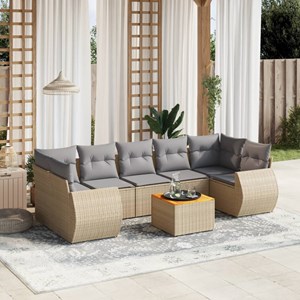 Maison exclusive - salon de jardin avec coussins 8 pcs beige résine tressée