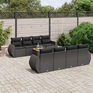 Maison exclusive - salon de jardin 9 pcs avec coussins noir résine tressée