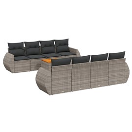 Maison exclusive - salon de jardin 9 pcs avec coussins gris résine tressée