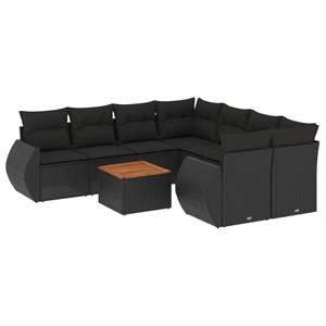 Maison exclusive - salon de jardin 9 pcs avec coussins noir résine tressée