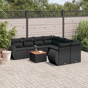Maison exclusive - salon de jardin 9 pcs avec coussins noir résine tressée