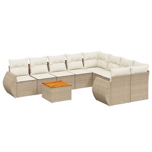 Maison exclusive - salon de jardin avec coussins 9 pcs beige résine tressée