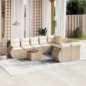 Maison exclusive - salon de jardin avec coussins 9 pcs beige résine tressée