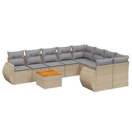 Maison exclusive - salon de jardin avec coussins 9 pcs beige résine tressée