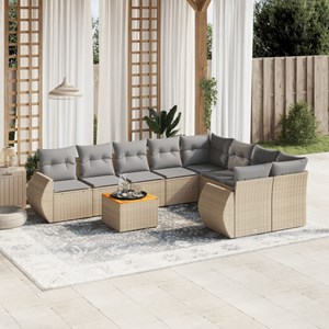 Maison exclusive - salon de jardin avec coussins 9 pcs beige résine tressée