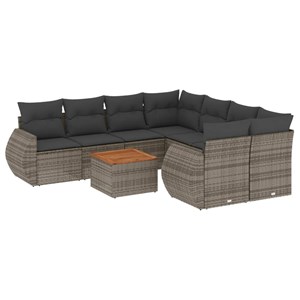 Maison exclusive - salon de jardin 9 pcs avec coussins gris résine tressée