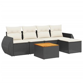 Maison exclusive - salon de jardin 6 pcs avec coussins noir résine tressée