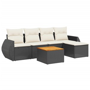 Maison exclusive - salon de jardin 6 pcs avec coussins noir résine tressée