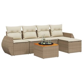 Maison exclusive - salon de jardin avec coussins 6 pcs beige résine tressée
