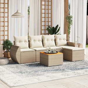 Maison exclusive - salon de jardin avec coussins 6 pcs beige résine tressée