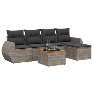 Maison exclusive - salon de jardin 6 pcs avec coussins gris résine tressée