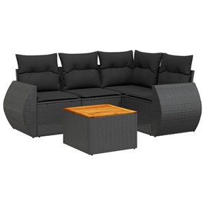 Maison exclusive - salon de jardin 5 pcs avec coussins noir résine tressée