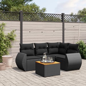 Maison exclusive - salon de jardin 5 pcs avec coussins noir résine tressée