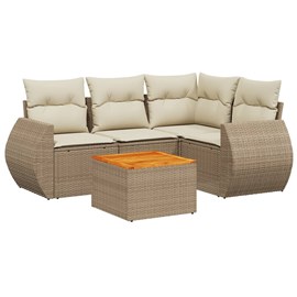 Maison exclusive - salon de jardin avec coussins 5 pcs beige résine tressée