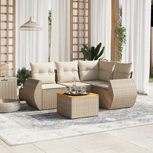 Maison exclusive - salon de jardin avec coussins 5 pcs beige résine tressée