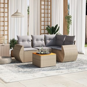 Maison exclusive - salon de jardin avec coussins 5 pcs beige résine tressée