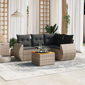 Maison exclusive - salon de jardin 5 pcs avec coussins gris résine tressée