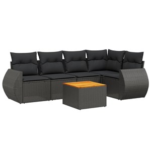 Maison exclusive - salon de jardin 6 pcs avec coussins noir résine tressée