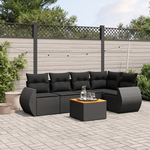 Maison exclusive - salon de jardin 6 pcs avec coussins noir résine tressée