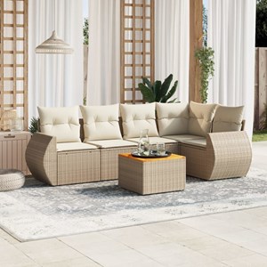 Maison exclusive - salon de jardin avec coussins 6 pcs beige résine tressée