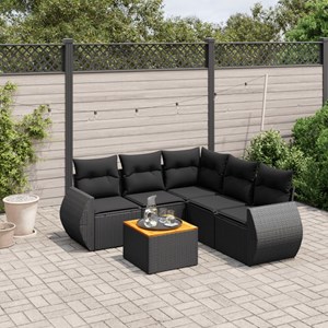 Maison exclusive - salon de jardin 6 pcs avec coussins noir résine tressée