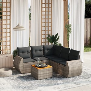 Maison exclusive - salon de jardin 6 pcs avec coussins gris résine tressée