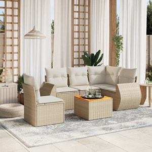 Maison exclusive - salon de jardin avec coussins 6 pcs beige résine tressée