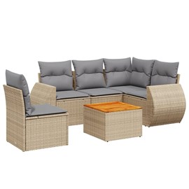 Maison exclusive - salon de jardin avec coussins 6 pcs beige résine tressée
