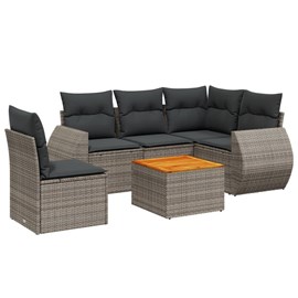 Maison exclusive - salon de jardin 6 pcs avec coussins gris résine tressée
