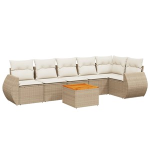 Maison exclusive - salon de jardin avec coussins 7 pcs beige résine tressée