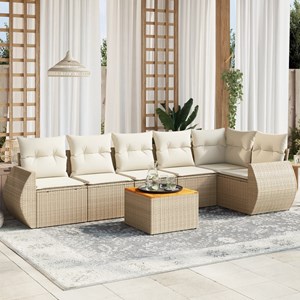 Maison exclusive - salon de jardin avec coussins 7 pcs beige résine tressée