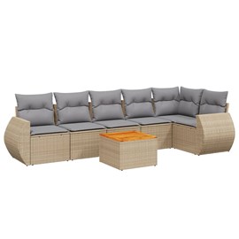 Maison exclusive - salon de jardin avec coussins 7 pcs beige résine tressée