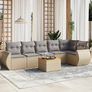 Maison exclusive - salon de jardin avec coussins 7 pcs beige résine tressée