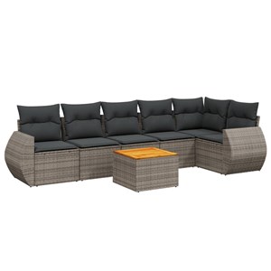 Maison exclusive - salon de jardin avec coussins 7 pcs gris résine tressée