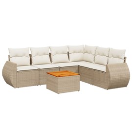 Maison exclusive - salon de jardin avec coussins 7 pcs beige résine tressée