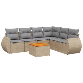 Maison exclusive - salon de jardin avec coussins 7 pcs beige résine tressée