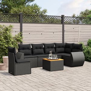 Maison exclusive - salon de jardin 7 pcs avec coussins noir résine tressée