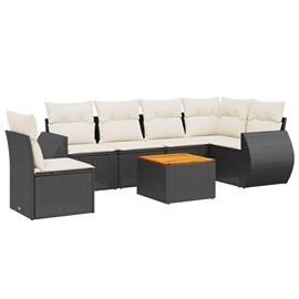 Maison exclusive - salon de jardin 7 pcs avec coussins noir résine tressée