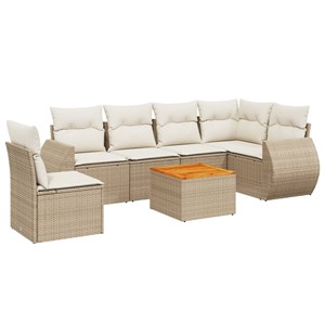 Maison exclusive - salon de jardin avec coussins 7 pcs beige résine tressée