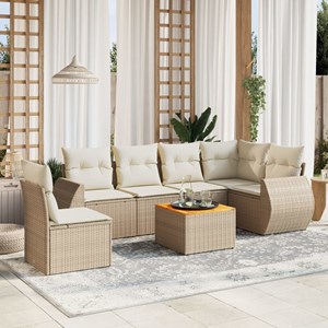 Maison exclusive - salon de jardin avec coussins 7 pcs beige résine tressée