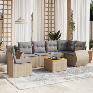 Maison exclusive - salon de jardin avec coussins 7 pcs beige résine tressée