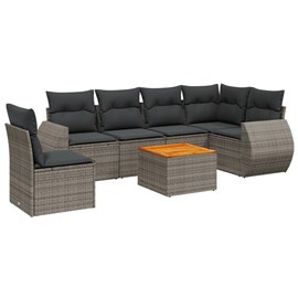 Maison exclusive - salon de jardin avec coussins 7 pcs gris résine tressée