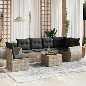 Maison exclusive - salon de jardin avec coussins 7 pcs gris résine tressée