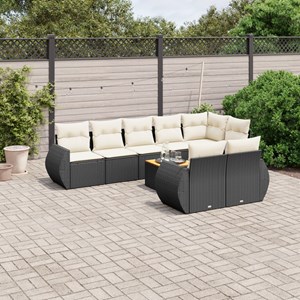 Maison exclusive - salon de jardin 9 pcs avec coussins noir résine tressée