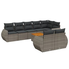 Maison exclusive - salon de jardin 9 pcs avec coussins gris résine tressée