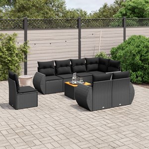 Maison exclusive - salon de jardin 9 pcs avec coussins noir résine tressée
