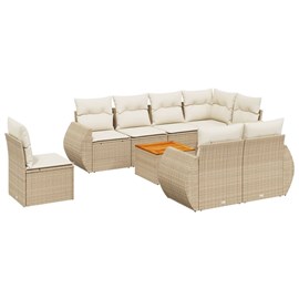 Maison exclusive - salon de jardin avec coussins 9 pcs beige résine tressée