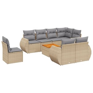 Maison exclusive - salon de jardin avec coussins 9 pcs beige résine tressée