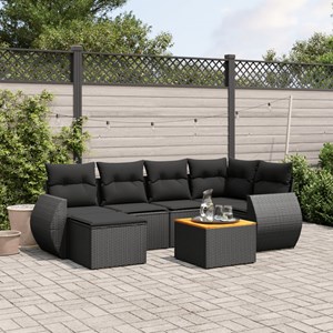 Maison exclusive - salon de jardin 7 pcs avec coussins noir résine tressée