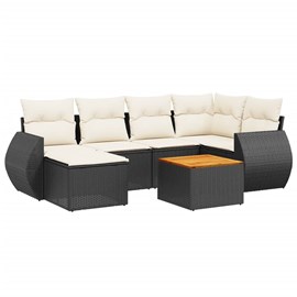 Maison exclusive - salon de jardin 7 pcs avec coussins noir résine tressée